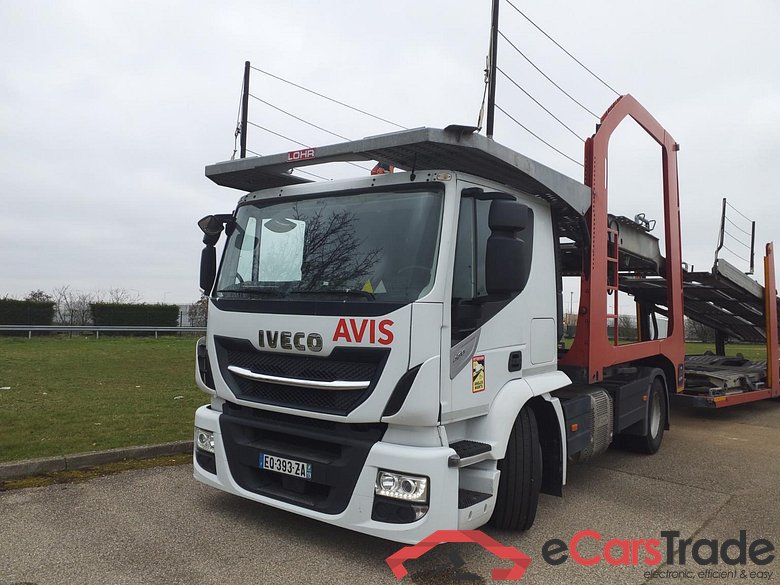 EQ-393-ZA Tracteur porte voitures stralis 420 Hi Road 4x2 porte WJMM62AS40C367457 - BLANC - 02/10/2017 + nED-950-CP Lohr Remorque porte voiture 2 essieux VGYC2H99S4EL44241 - BLEU - 22/12/2004 n