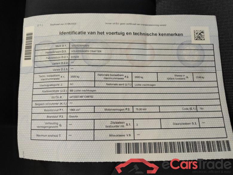 Volkswagen CRAFTER 35 2.0TDI 75/102 FDW L4 BesteBak Light carrosserie 2d NO COC!! #4