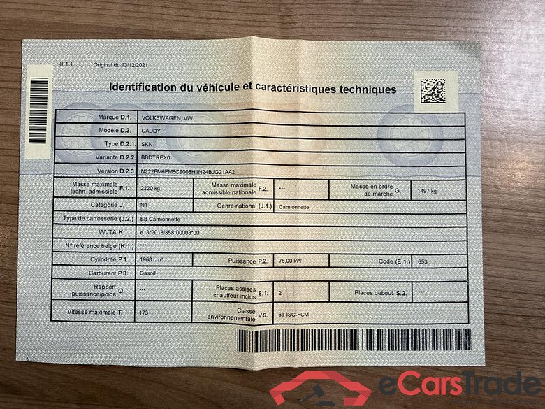 VOLKSWAGEN Caddy Van Caddy Cargo 2,0 l TDI EU6 75 kW  6V Empattement Court #2