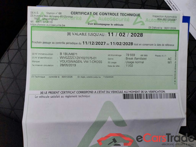 VOLKSWAGEN T-Cross Life 1.0 TSI 70 kW (95 ch) 5 vitesses manuel